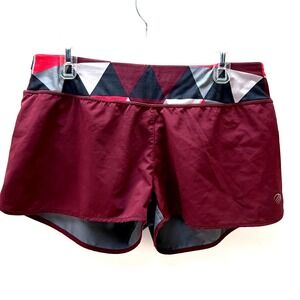 MPG Athletic Running Shorts Womens Merlot and Gray Large with  Zip Pocket